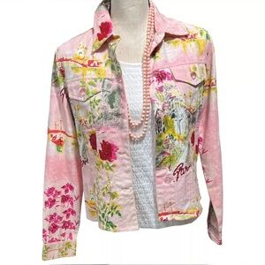 New! BB Jeans Size Large “Spring in Paris” Pink Jean Jacket